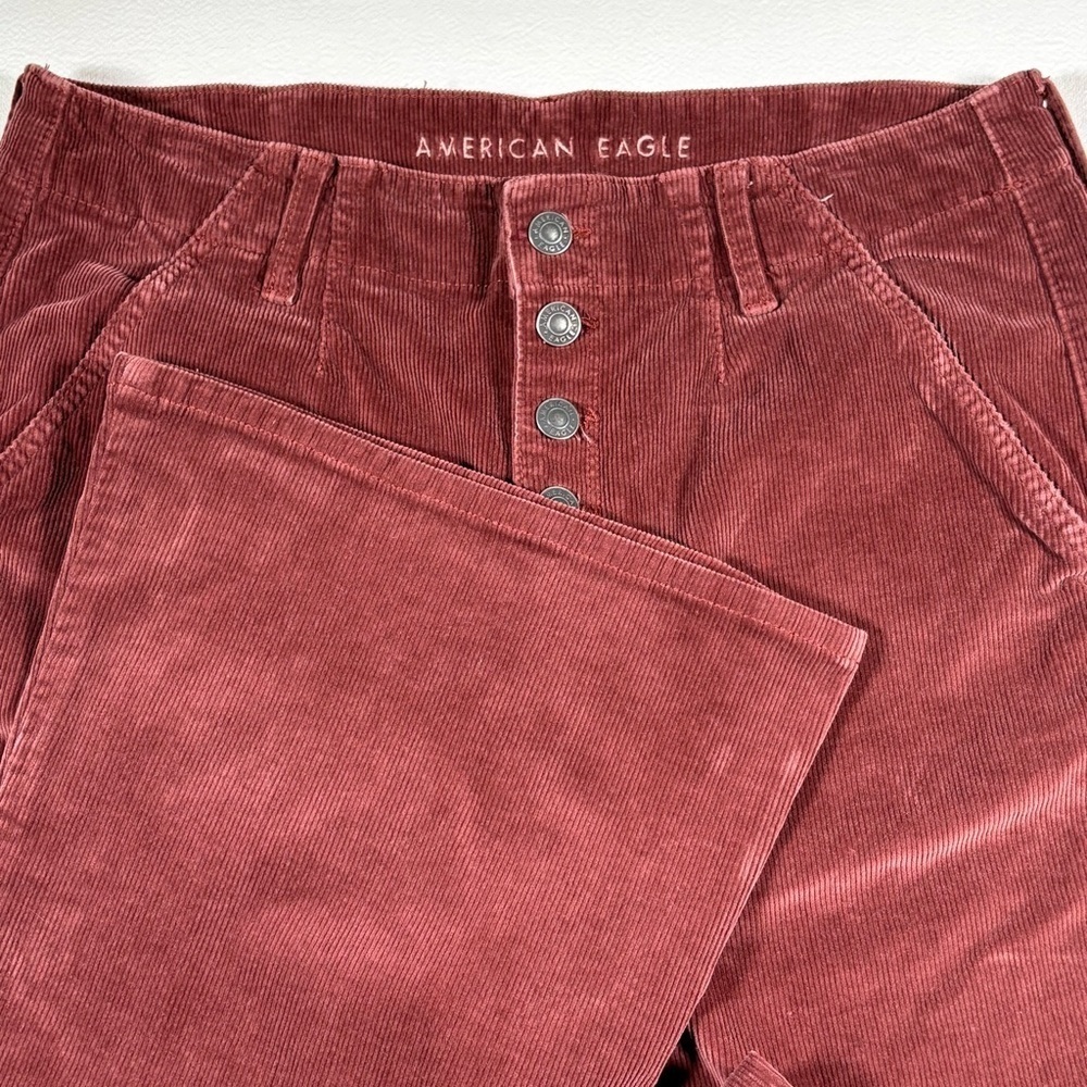 American Eagle womens 14-long Super Hi-Rise Flare corduroy super stretch button